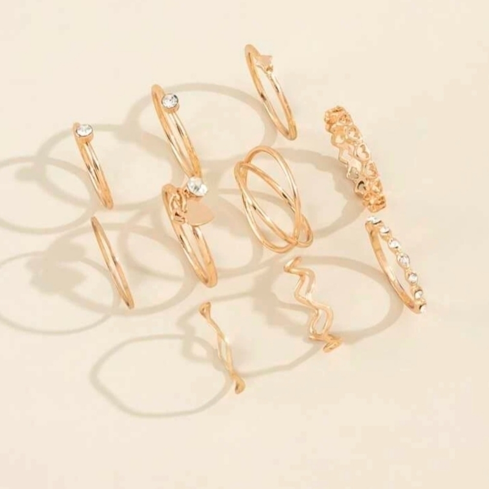 10 piece Rhinestone Ring Set - Picture 6 of 9